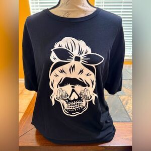 Silver Lining lady skull crystal shirt